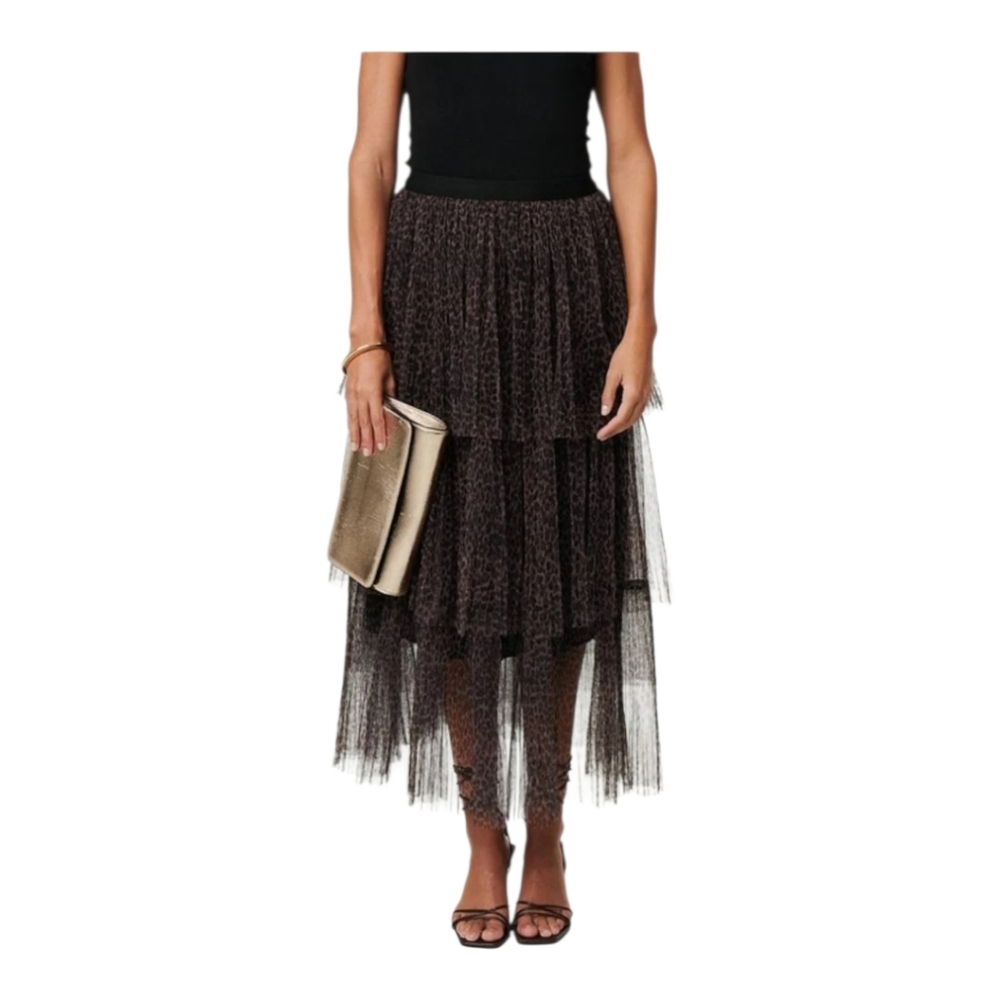 STUDIO WEST LEPOARD Layered Skirt